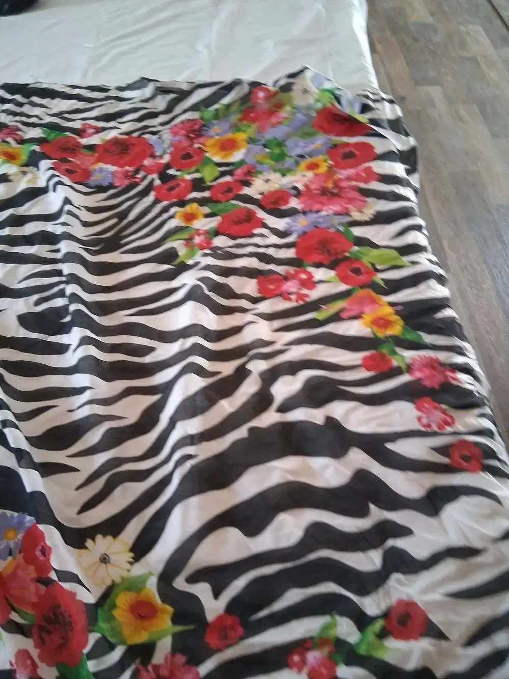 Vintage Zebra Print Floral Silk Scarf